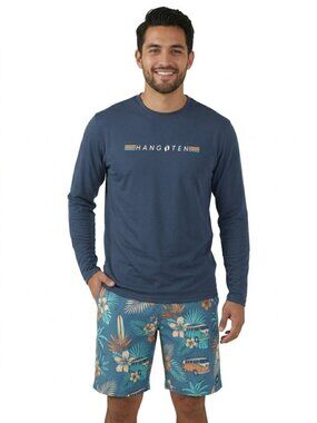 Hang Ten Men's Long Sleeve Sun Tee Navy 3XL UPF 50+